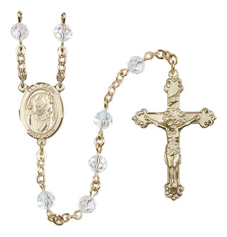 14 Karat Gold-Filled 6mm Austrian Crystal Saint David of Wales Rosary in Crystal