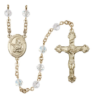 14 Karat Gold-Filled 6mm Austrian Crystal Saint Francis Xavier Rosary in Crystal