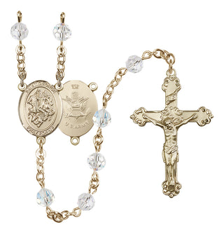 14kt Gold Filled 6mm Saint George / Army Rosary