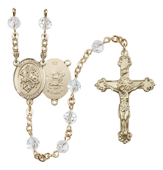 14kt Gold Filled 6mm Saint George / Navy Rosary