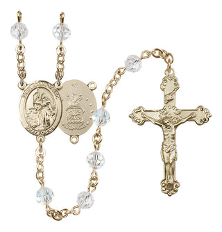 14 Karat Gold-Filled 6mm Austrian Crystal Saint Joan of Arc / Air Force Rosary in Crystal