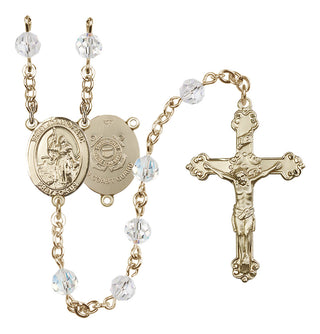 14 Karat Gold-Filled 6mm Austrian Crystal Saint Joan of Arc /Coast Guard Rosary in Crystal