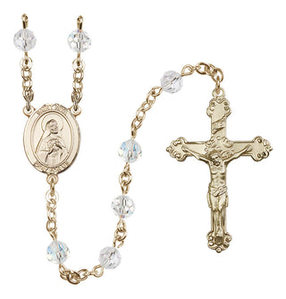 14 Karat Gold-Filled 6mm Austrian Crystal Saint Rita of Cascia Rosary in Crystal