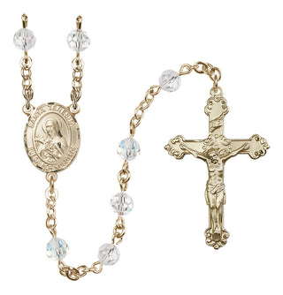 14 Karat Gold-Filled 6mm Austrian Crystal Santa Teresita Rosary in Crystal
