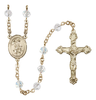 14 Karat Gold-Filled 6mm Austrian Crystal Guardian Angel with Child Rosary in Crystal