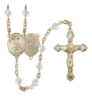 14 Karat Gold-Filled 6mm Austrian Crystal Guardian Angel/Coast Guard Rosary in Crystal