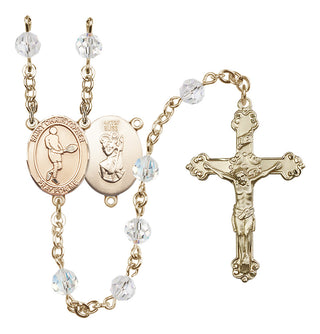 14 Karat Gold-Filled 6mm Austrian Crystal Saint Christopher/Tennis Rosary in Crystal