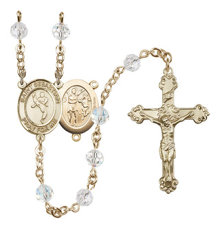 14 Karat Gold-Filled 6mm Austrian Crystal Saint Sebastian/Martial Arts Rosary in Crystal