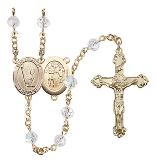 14 Karat Gold-Filled 6mm Austrian Crystal Saint Sebastian/Gymnastics Rosary in Crystal
