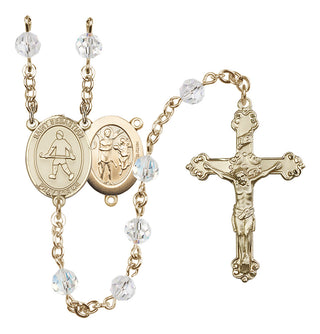 14 Karat Gold-Filled 6mm Austrian Crystal Saint Sebastian/Field Hockey Rosary in Crystal