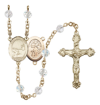 14 Karat Gold-Filled 6mm Austrian Crystal Saint Sebastian / Fishing Rosary in Crystal
