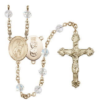 14 Karat Gold-Filled 6mm Austrian Crystal Saint Christopher / Rodeo Rosary in Crystal
