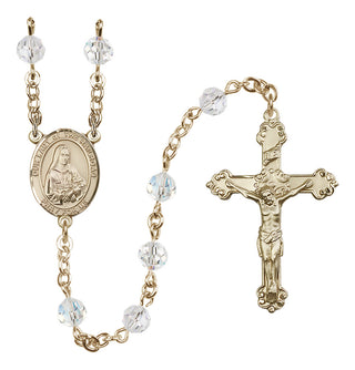 14 Karat Gold-Filled 6mm Austrian Crystal Our Lady of the Railroad Rosary in Crystal