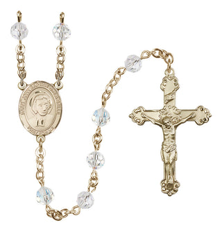 14 Karat Gold-Filled 6mm Austrian Crystal Saint John Baptist de la Salle Rosary in Crystal