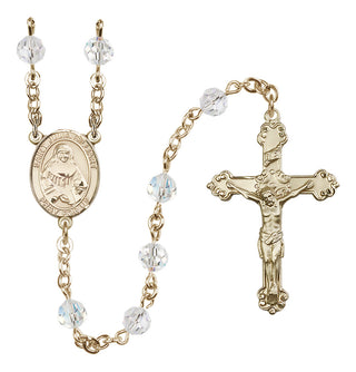 14 Karat Gold-Filled 6mm Austrian Crystal Saint Julia Billiart Rosary in Crystal