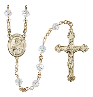 14 Karat Gold-Filled 6mm Austrian Crystal Saint Malachy O'More Rosary in Crystal