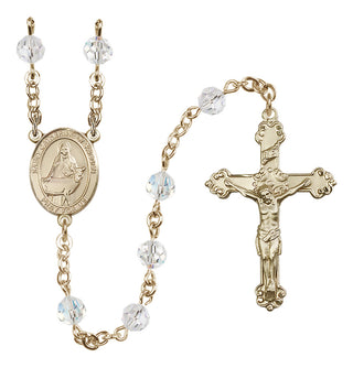 14 Karat Gold-Filled 6mm Austrian Crystal Saint Catherine of Sweden Rosary in Crystal
