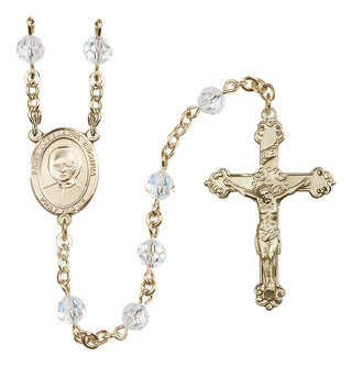 14 Karat Gold-Filled 6mm Austrian Crystal Saint Josemaria Escriva Rosary in Crystal