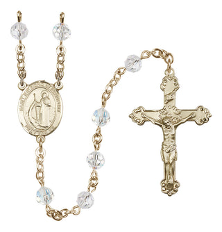 14 Karat Gold-Filled 6mm Austrian Crystal Saint Raymond of Penafort Rosary in Crystal