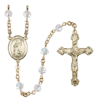 14 Karat Gold-Filled 6mm Austrian Crystal Saint Drogo Rosary in Crystal