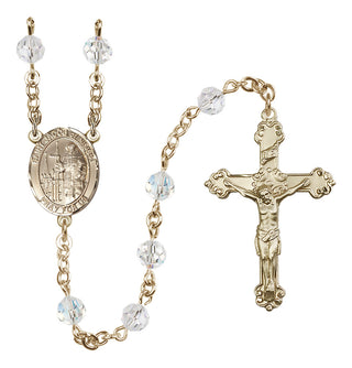 14 Karat Gold-Filled 6mm Austrian Crystal Saint Jacob of Nisibis Rosary in Crystal