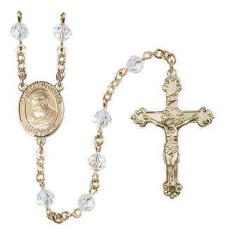 14 Karat Gold-Filled 6mm Austrian Crystal Saint Daniel Comboni Rosary in Crystal