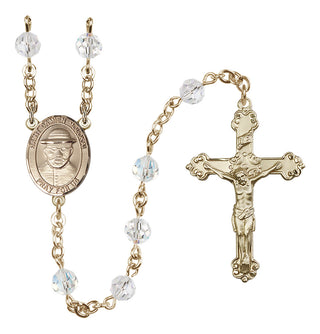 14 Karat Gold-Filled 6mm Austrian Crystal Saint Damien of Molokai Rosary in Crystal