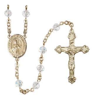 14 Karat Gold-Filled 6mm Austrian Crystal Saint Anthony Mary Claret Rosary in Crystal
