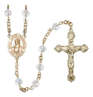 14 Karat Gold-Filled 6mm Austrian Crystal Saint Kateri Tekakwitha Rosary in Crystal