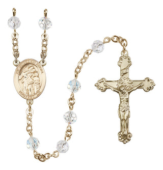 14 Karat Gold-Filled 6mm Austrian Crystal Guardian Angel w/Children Rosary in Crystal