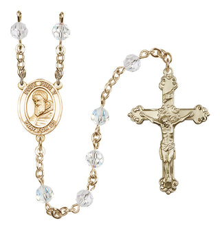 14 Karat Gold-Filled 6mm Austrian Crystal Pope Pius V Rosary in Crystal