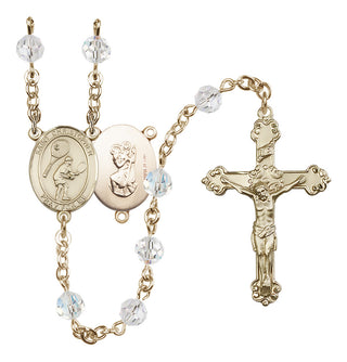 14 Karat Gold-Filled 6mm Austrian Crystal Saint Christopher/Tennis Rosary in Crystal