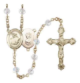14 Karat Gold-Filled 6mm Austrian Crystal Saint Christopher/Gymnastics Rosary in Crystal