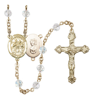 14 Karat Gold-Filled 6mm Austrian Crystal Saint Christopher / Choir Rosary in Crystal