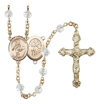 14 Karat Gold-Filled 6mm Austrian Crystal Saint Sebastian / Tennis Rosary in Crystal