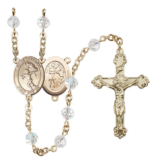 14 Karat Gold-Filled 6mm Austrian Crystal Saint Sebastian /Track&Field-Women Rosary in Crystal