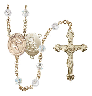 14 Karat Gold-Filled 6mm Austrian Crystal Guardian Angel/Hockey Rosary in Crystal