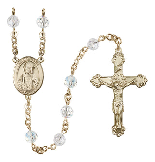 14 Karat Gold 6mm Austrian Crystal Saint Dennis Rosary in Crystal
