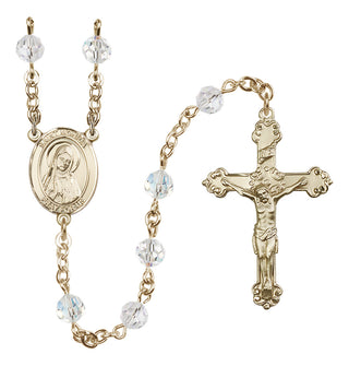 14 Karat Gold 6mm Austrian Crystal Saint Monica Rosary in Crystal