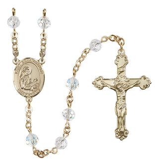 14 Karat Gold 6mm Austrian Crystal Saint Bonaventure Rosary in Crystal