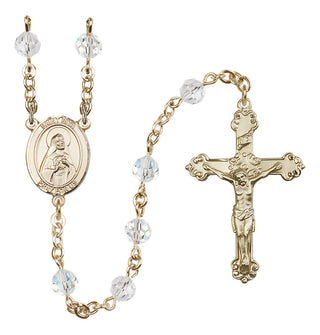 14 Karat Gold 6mm Austrian Crystal Saint Rita of Cascia Rosary in Crystal