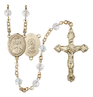14 Karat Gold 6mm Austrian Crystal Scapular Rosary in Crystal