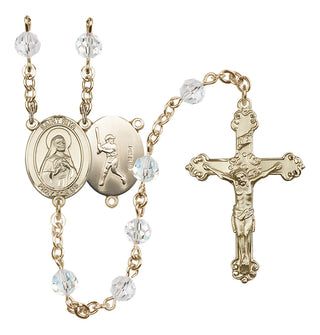 14 Karat Gold 6mm Austrian Crystal Saint Rita / Baseball Rosary in Crystal