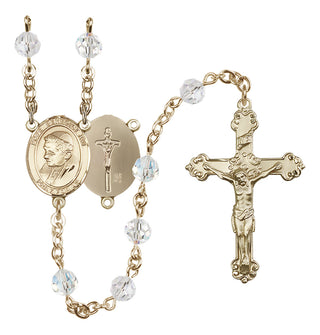 14 Karat Gold 6mm Austrian Crystal Pope Emeritace Benedict XVI Rosary in Crystal