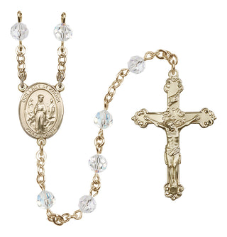 14 Karat Gold 6mm Austrian Crystal Our Lady of Knock Rosary in Crystal