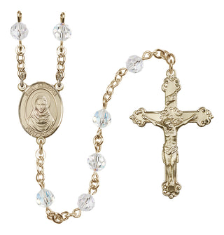 14 Karat Gold 6mm Austrian Crystal Saint Rebecca Rosary in Crystal