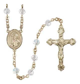 14 Karat Gold 6mm Austrian Crystal Saint Rene Goupil Rosary in Crystal