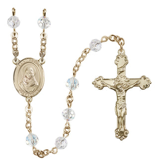 14 Karat Gold 6mm Austrian Crystal Saint Rafka Rosary in Crystal