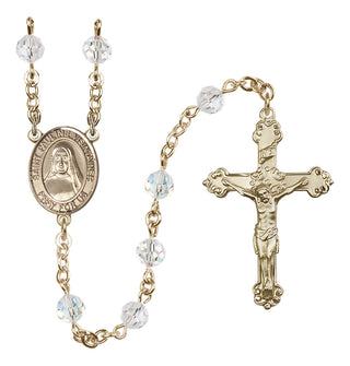 14 Karat Gold 6mm Austrian Crystal Saint Pauline Visintainer Rosary in Crystal