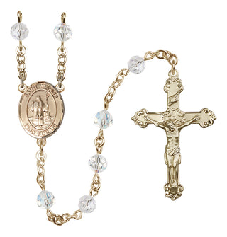 14 Karat Gold 6mm Austrian Crystal Saint Maron Rosary in Crystal